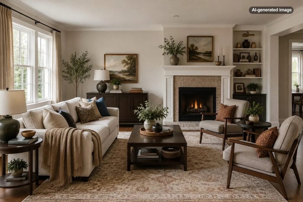 How to Arrange Furniture Around an Off-Center Fireplace
