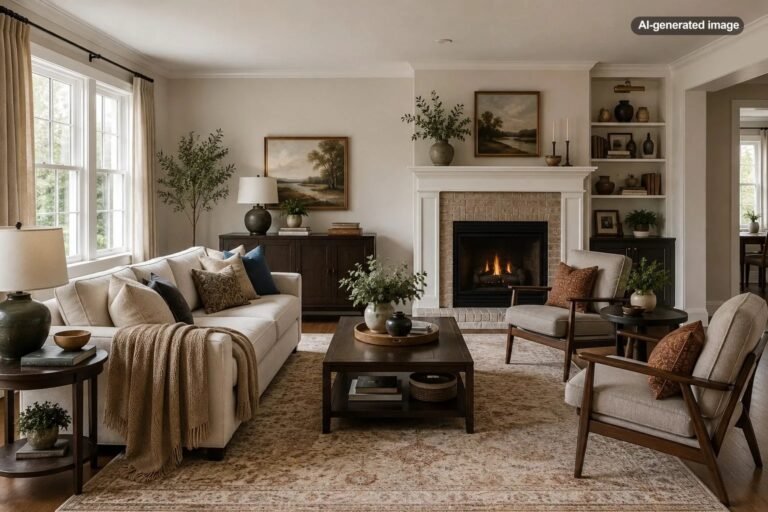 How to Arrange Furniture Around an Off-Center Fireplace