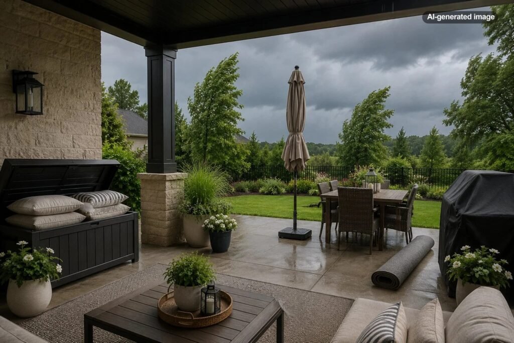 How to Prepare an Outdoor Living Space for Heavy Rain and Wind