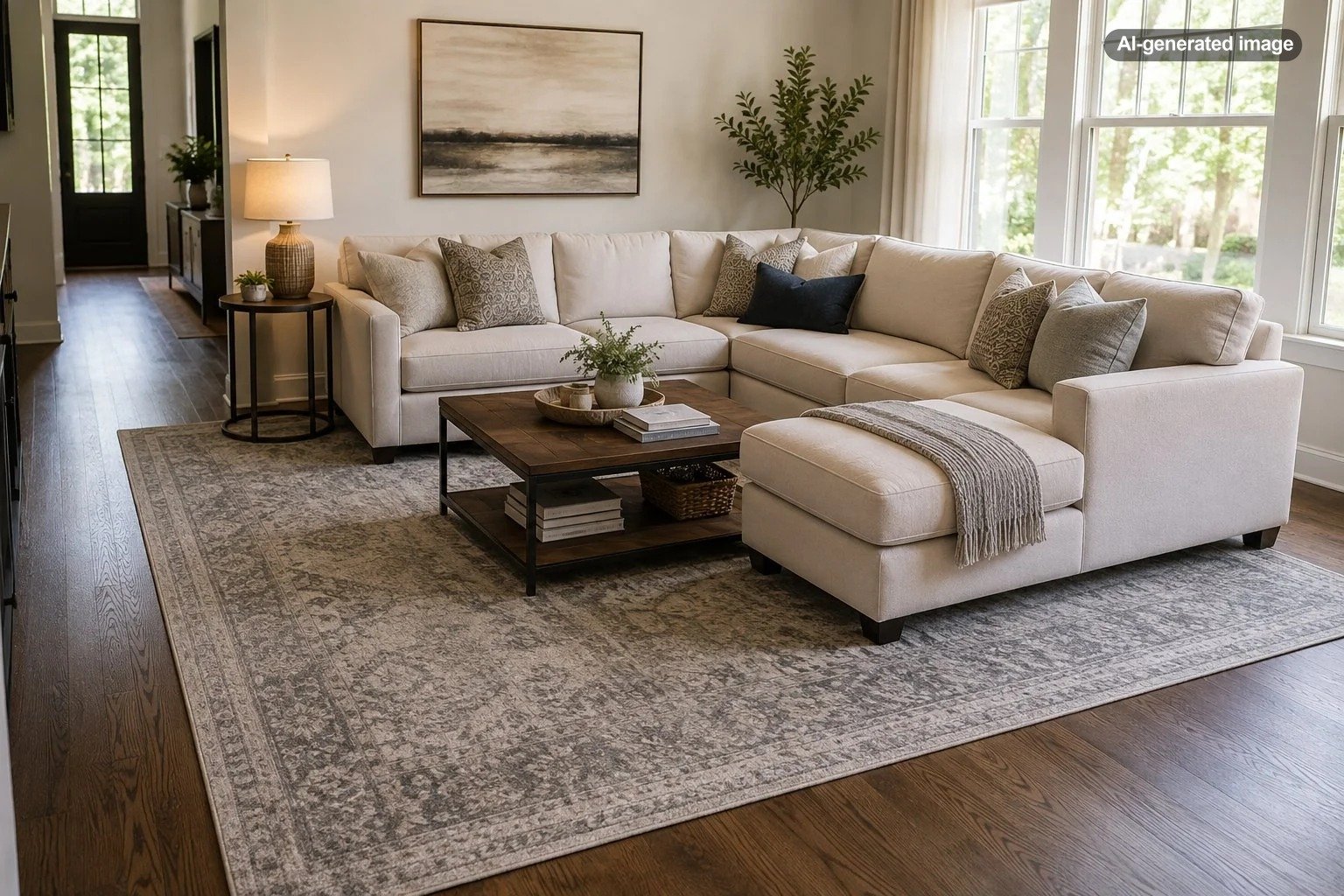 How Large Should an Area Rug Be Under a Sectional?