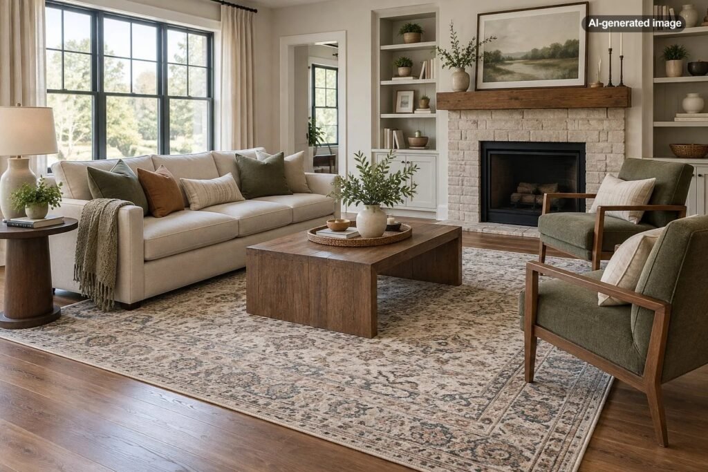 Should All Living Room Furniture Sit on the Area Rug?