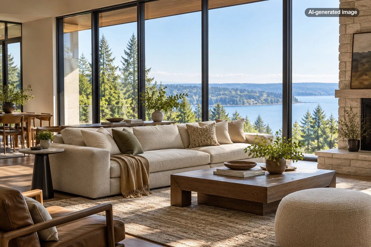 How Do You Arrange a Sofa in Front of Floor-to-Ceiling Windows?