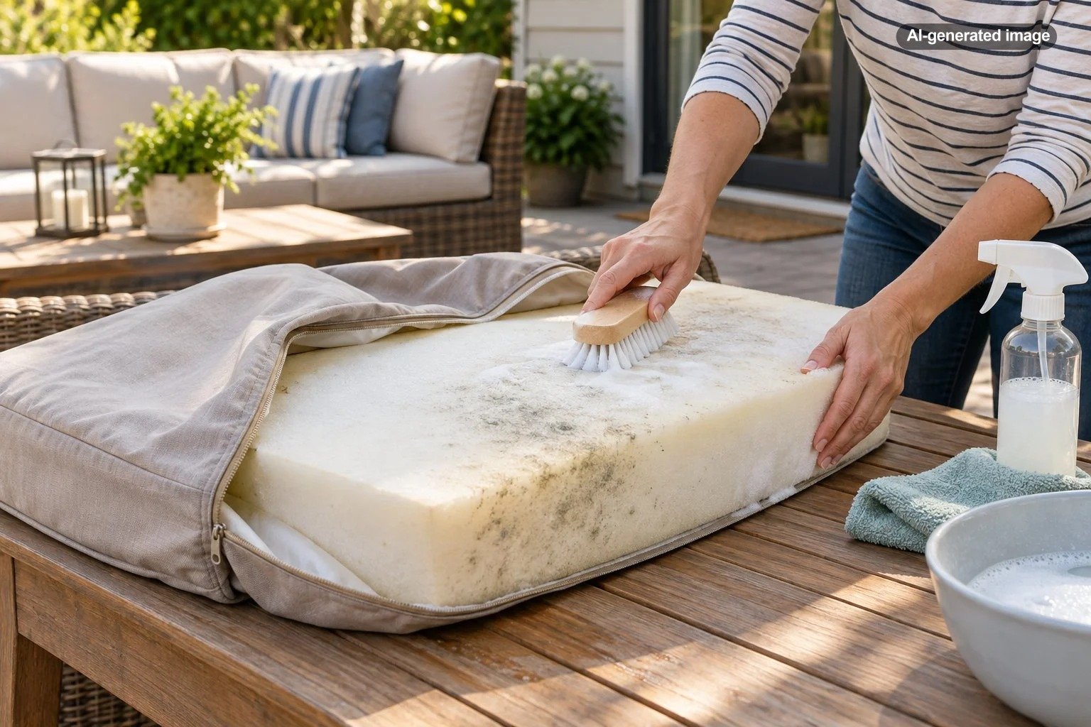 How Do You Clean Mildew From Outdoor Cushion Foam?